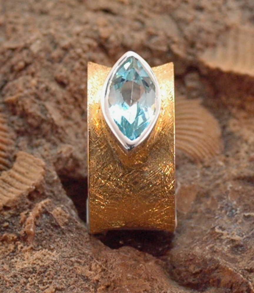 Edeltopas Ring Silber vergoldet